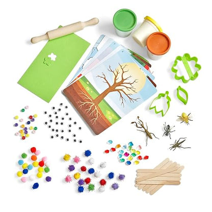 hand2mind Into the Garden Sensory Activity Kit, Loose Parts Play Materials for Kids, Sensory Box, Montessori Sensory Bin with Lid, Nature Toys, Fine Motor Toys, Play Therapy Toys, Arts and Crafts Kits