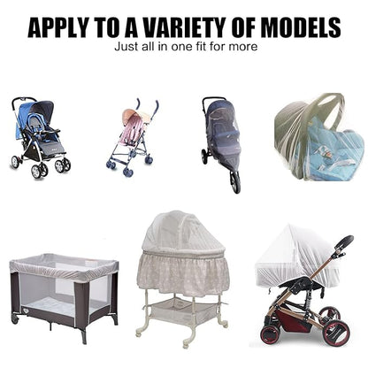 Mosquito Net for Stroller - Protective 2Packs Perfect Bug Net for Strollers, Bassinets, Cradles, Playards,Pack N Plays and Portable Mini Crib (White+Grey)