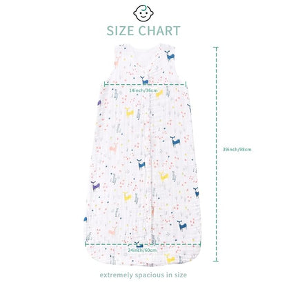 Toddler Sleep Sack for 2-4T Baby, Organic Cotton Wearable Blanket for Boys and Girls 0.5 TOG 2-Way Zipper Soft 4 Layers X-Large Deer