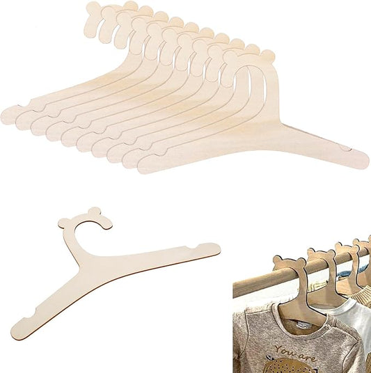 10 Pack Wooden Kids Hangers, 9inch Cute Wood Baby Hangers Nursery Hangers, Non Slip Coat Hanger for Baby Toddler Kids Clothes & Pants(Style1)