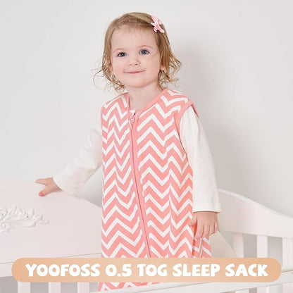 Yoofoss Baby Sleep Sack 18-24 Months Baby Wearable Blanket 100% Organic Cotton 2-Way Zipper TOG 0.5 Toddler Sleeping Sack, Lightweight (X-Large)
