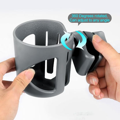 Accmor Universal Cup Holder, Stroller Cup Holder, 360° Rotatable Large Caliber Designed Bottle Holder for Stroller, Bike, Wheelchair, Walker, Scooter, Grey