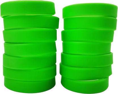 100 PCS Silicone Bracelets Wristbands for kid, Sports Rubber Elastic Wristband Bracelet for Party Decorations Favors Set Pack Green