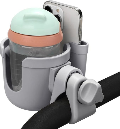 Accmor Stroller Cup Holder with Phone Holder, Bike Cup Holder, Universal Cup Holder for Uppababy Nuna Doona Strollers, 2-in-1 Cup Phone Holder for Stroller, Bike, Wheelchair, Walker, Scooter