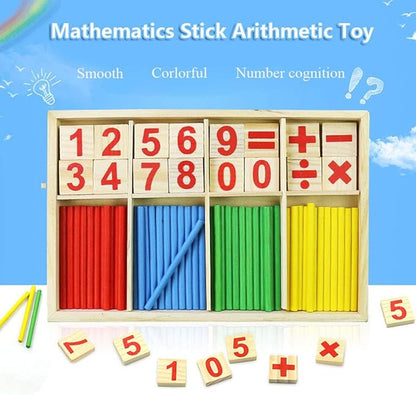 Umbresen Montessori Toys Math Educational Toy - Wooden Intelligence Sticks Number Cards and Counting Rods with Box