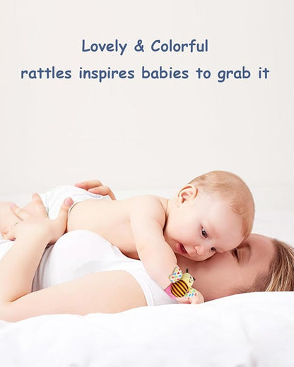 Wrist Rattles Foot Finder Rattle Toy for 0-6 Months Baby, Feet Leg Ankle Socks Arm Hand Bracelet Shaker for 6-12 Months Infant boy & Girl, Gift Set for 0-3 Years Newborn Babies (5 pcs-F)