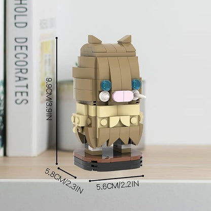 MOOXI-MOC Anime Brick Mini Headz Hashibira Inosuke Building Set,Creative Cute Building Blocks Children Kits,Gifts for Kids(171pcs)