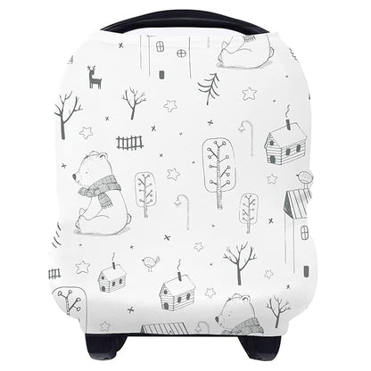 Yoofoss Nursing Cover Breastfeeding Scarf - Baby Car Seat Covers, Infant Stroller Cover, Strechy Carseat Canopy for Boys and Girls (Bear)