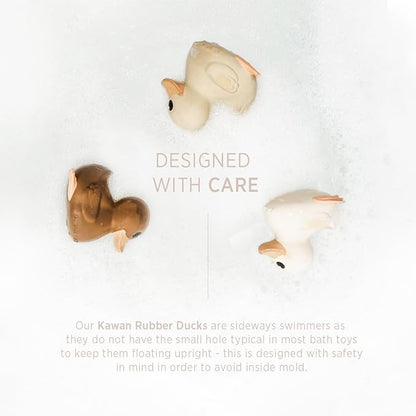 HEVEA Kawan Mini Rubber Duck - 100% Natural Rubber Baby Bath Toy - Eco Friendly, Perfect for Playing, Teething, and Bathing - Mold Free Bath Toys - Marshmallow White
