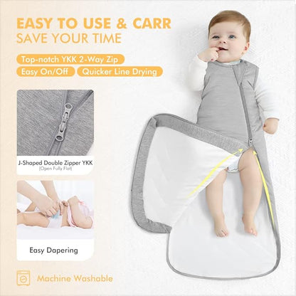 HAPIU Unisex Rayon Made from Bamboo Baby Sleep Sack TOG 1.0, 2-Way Zipper YKK, Wearable Blanket Baby