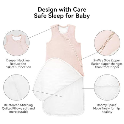 Rayon Made from Bamboo Sleep Sack 0-6 Months 1.0 Tog Ultra Soft Baby Wearable Blanket 0-3 Months Sleeping Sack 3-6 Months for Infant Newborn Babies Unisex Girl Boy 2-Way Zipper Breathable Lightweight