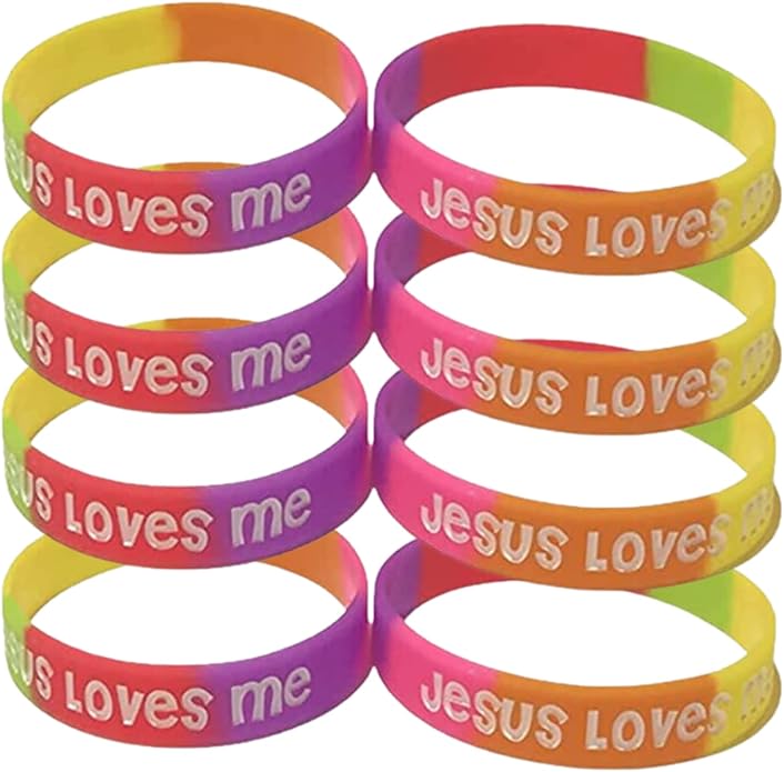 100 Bulk Count Jesus Loves Me John 3:16 Silicone Wristband Bracelets - Church Gifts - Missionary Christian - Religious Handouts