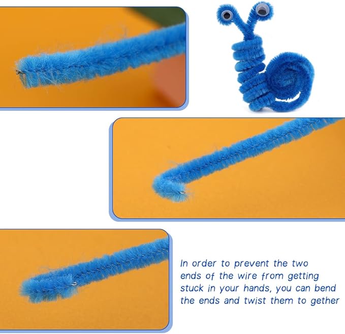 100 Pieces Pipe Cleaners Chenille Stem, Lake Blue Pipe Cleaners Set for DIY Arts Crafts Decorations (Lake Blue)