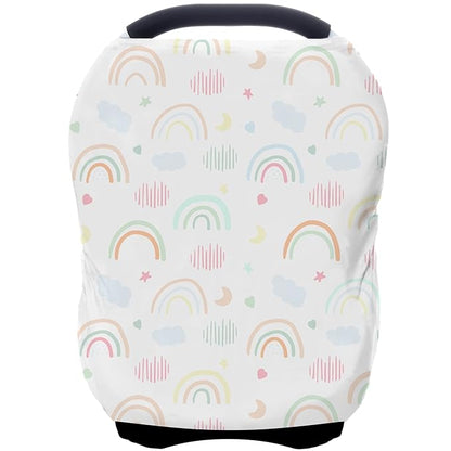 Car Seat Covers for Babies - Multi- use Nursing Carseat Canopy, Breastfeeding Covers, Baby Shower Gifts for Boys and Girls (Rainbow)