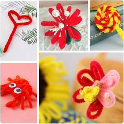 100 Pieces Pipe Cleaners Chenille Stem, Solid Color Pipe Cleaners Set for Pipe Cleaners DIY Arts Crafts Decorations, Chenille Stems Pipe Cleaners (Red)