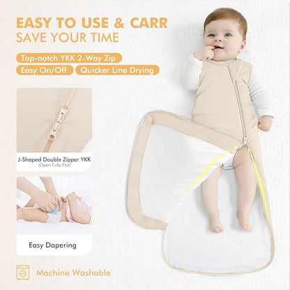 HAPIU Unisex Rayon Made from Bamboo Baby Sleep Sack TOG 1.0, 2-Way Zipper YKK, Wearable Blanket Baby