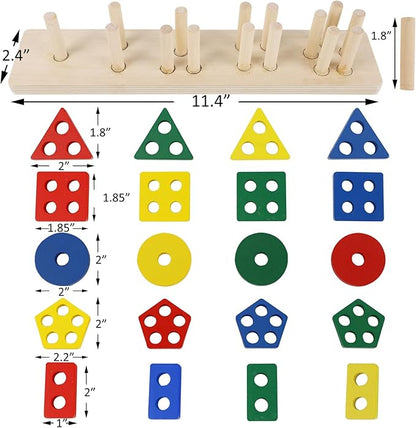 Glintoper Christmas Wooden Gift for Toddlers, Number Puzzle & Sorting and Stacking Toys Set for Kids 2 3 4 5, Montessori Magnetic Fishing Game, Shape Sorter Color Stacker Preschool Activities Gifts