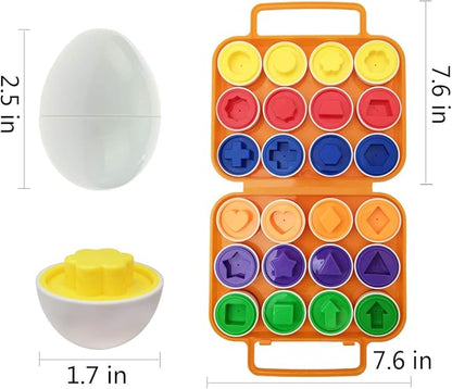 Beakabao 12pcs Color and Shape Matching Egg Set Montessori Toddler Education Classification Toys for Fine Motor Skills of The Fingers Muscles, Preschool Children Smart Puzzles Easter Gifts (Orange)