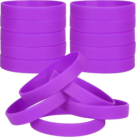 100 PCS Silicone Bracelets Wristbands for kid, Sports Rubber Elastic Wristband Bracelet for Party Decorations Favors Set Pack Purple