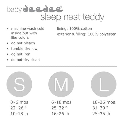 baby deedee Sleep nest Teddy Baby Sleeping Bag Sack for Boys and Girls Infants and Newborns, Soft Blue, Small (0-6 Month)