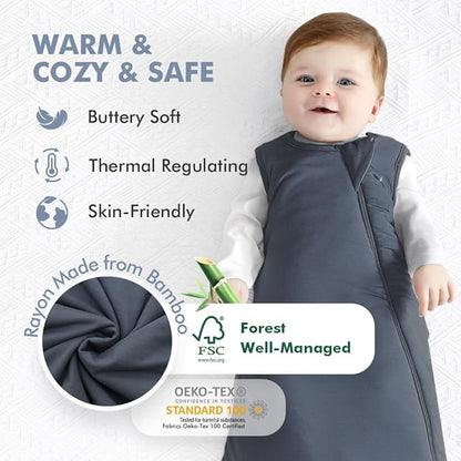 HAPIU Unisex Rayon Made from Bamboo Baby Sleep Sack TOG 1.0, 2-Way Zipper YKK, Wearable Blanket Baby