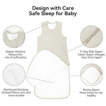 Rayon Made from Bamboo Sleep Sack 0-36 Months 1.0 Tog Ultra Soft Baby Wearable Blanket Toddler Sleeping Sack for Babies (Oat, XL(18-24M))