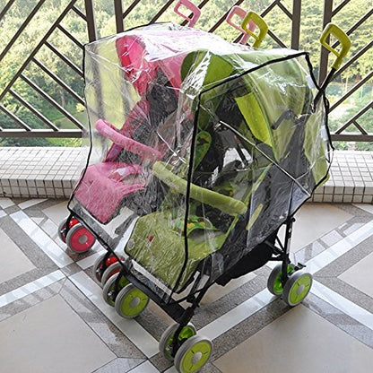 Aligle Twin Stroller Raincoat Universal Size Side by Side Stroller Weather Shield, Baby Rain Cover/Wind Shield
