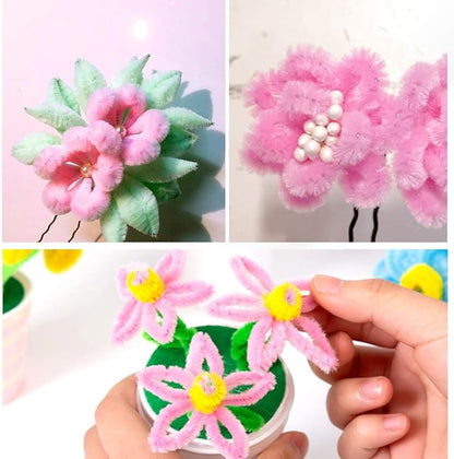 100 Pieces Pipe Cleaners Chenille Stem, Pink Pipe Cleaners Set for Pipe Cleaners Flower Kit DIY Arts Crafts Decorations, Chenille Stems Pipe Cleaners (Pink)