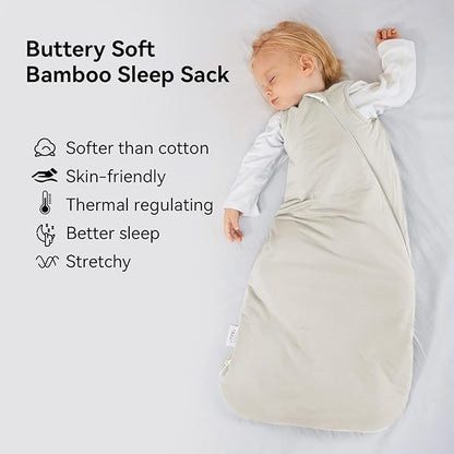 Rayon Made from Bamboo Sleep Sack 0-36 Months 1.0 Tog Ultra Soft Baby Wearable Blanket Toddler Sleeping Sack for Babies (Oat, XL(18-24M))