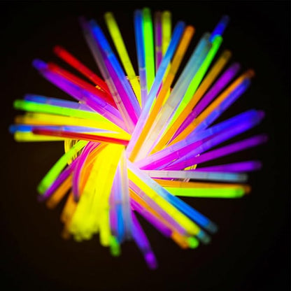 100PCS Glow Sticks Bulk Party Pack, Halloween Glow Sticks For Kids Camping, Glow In The Dark Sticks,8” Glow Party Supplies Bracelets