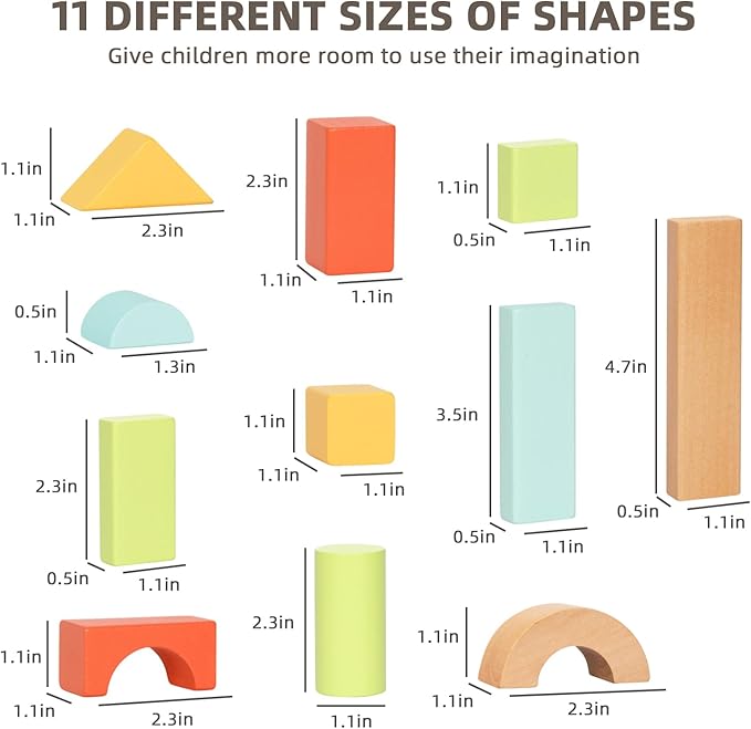 100pcs Building Blocks for Toddlers 1-3, Wooden Blocks for Kids with Storage Bucket and Shape Sorter Lid, Montessori Toys for 1 2 3 Year Old, Learning Toys for Preschool Girls and Boys