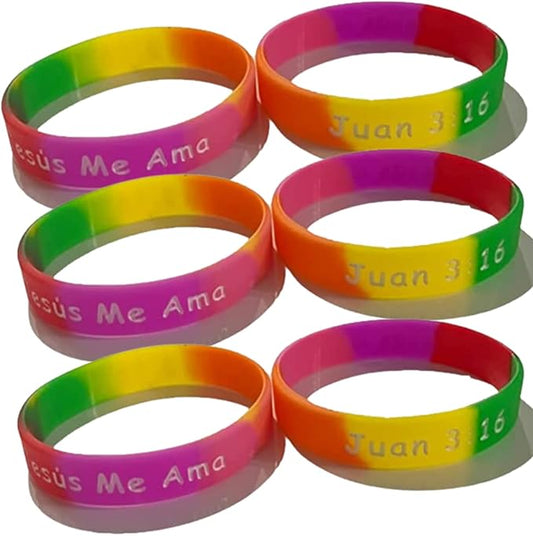 100 Count Bulk Spanish Jesus Loves Me, Jesus Me Ama, Juan 3:16, Rubber Silicone Bracelets Spanish Wristband Nice Gift Spanish Party Favors For Missionaries Religious Christian Church Giveaways