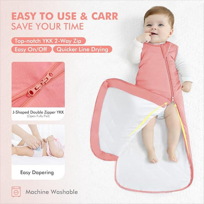 HAPIU Unisex Rayon Made from Bamboo Baby Sleep Sack TOG 1.0, 2-Way Zipper YKK, Wearable Blanket Baby