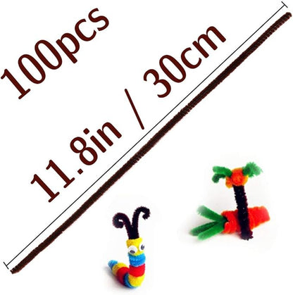 100 Pieces Brown Pipe Cleaners Chenille Stem, Pipe Cleaners Set for DIY Arts Crafts Decorations (Brown)