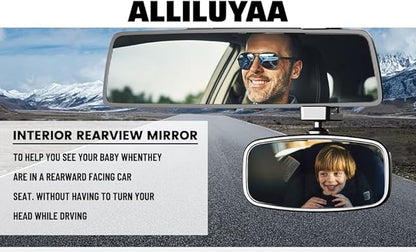 360-Degree Baby Car Mirror for Rear-Facing Seats,Kids Safety Mirrors with Tool-Free Installation,Kids Rear View Mirror BPA-Free Shatterproof & ASTM Certified (Adjustable 14"-22") (2 Pack)