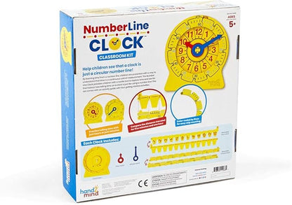 hand2mind NumberLine Clock, Telling Time Teaching Clock, Learn to Tell Time Clock, Analog Classroom Learning Clock, Teaching Time Math Manipulatives, Clocks for Kids Learning to Tell Time (Set of 25)
