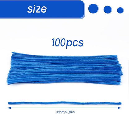 100 Pieces Pipe Cleaners Chenille Stem, Lake Blue Pipe Cleaners Set for DIY Arts Crafts Decorations (Lake Blue)