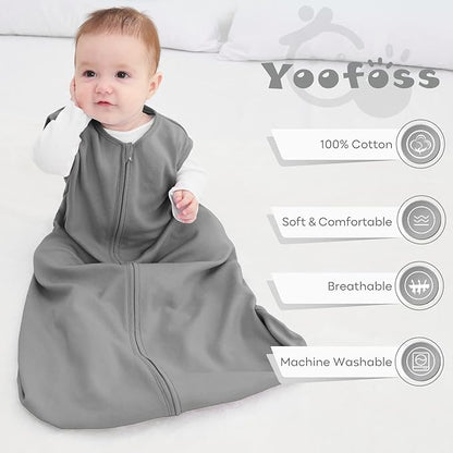Yoofoss Baby Sleep Sack 18-24 Months Baby Wearable Blanket 100% Organic Cotton 2-Way Zipper Toddler Sleeping Sack，3 Pack Soft Lightweight Sleep Sacks for Babies