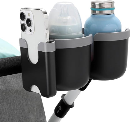 Accmor Stroller Cup Holder with Phone Holder, Bike Cup Holder, Universal Cup Holder for Uppababy Nuna Doona Strollers, 2-in-1 Cup Phone Holder for Stroller, Bike, Wheelchair, Walker, Scooter