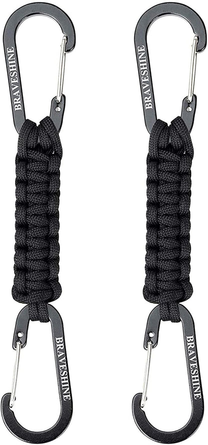 BRAVESHINE Paracord Keychain Carabiner Clip, D Ring Lanyard Hanger Stroller Hook for Water Bottle, Key, Backpacks, Men, Women