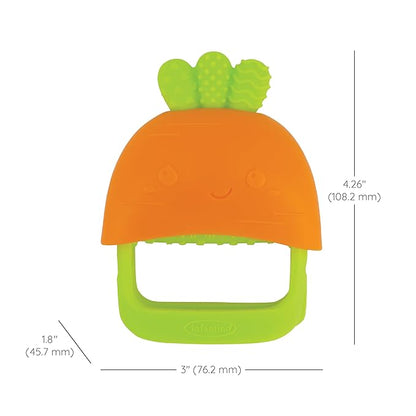 Infantino Handy Dandy Teething Mitt – Soft Silicone Teether for Babies, Develops Grasping Skills, Easy to Clean, Orange Carrot