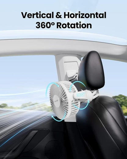 Gaiatop Mini Portable Stroller Fan, Battery Operated Small Clip on, Detachable 3 Speed Rechargeable, 360° Rotate Flexible Tripod Better Cooling for Car Seat Crib Treadmill Travel White