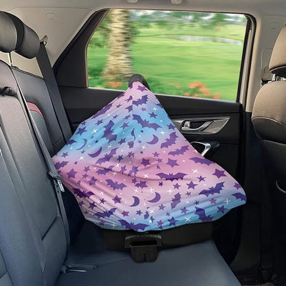 Binienty Halloween Bats Car Seat Cover Canopies for Baby Multi Use Cover Nusring Covers Stretchy Infants Stroller Cover/High Chair/Breastfeeding Cover