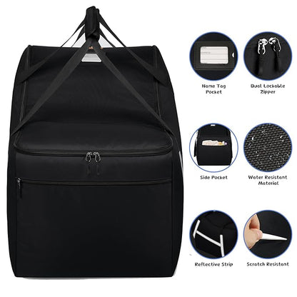 Infant Car Seat Travel Bag for Airplane Compatible with All Nuna Pipa Car Seat and Base,Chicco KeyFit 30 and Base, Padded Car Seat Bags for Air Travel,Car Seat Gate Check Bag with Side Pocket, Black