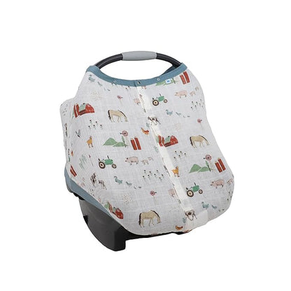 Little Unicorn Breathable Car Seat Canopy | Magnetic Closure Cover & Universal Fit | Protection & Privacy for Baby (Farmyard)