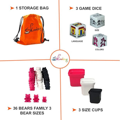 Skoolzy Counting Bears, Matching Cups and Game Dice Jumbo 43 Piece Set with ebook Included - Preschool Learning Toys - Color Sorting Bear Counters - Sorting Bears for Toddlers