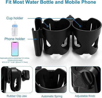 Accmor Universal Cup Holder, Stroller Cup Holder, 360° Rotatable Large Caliber Designed Bottle Holder for Stroller, Bike, Wheelchair, Walker, Scooter