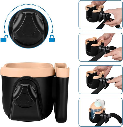 Accmor Stroller Cup Holder with Phone Holder, Bike Cup Holder, Universal Cup Holder for Uppababy Nuna Doona Strollers, 2-in-1 Cup Phone Holder for Stroller, Bike, Wheelchair, Walker, Scooter