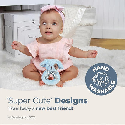 Bearington Baby Lil' Waggles, 5.5 Inch Blue Puppy Dog Plush Stuffed Animal, Soft Baby Boy Rattle - Newborn Boy Toys - Newborn Rattle