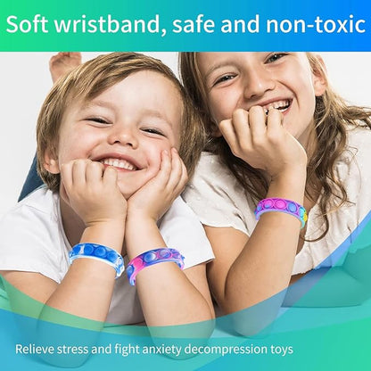100pcs pop Random Bracelet,Pop Bubble Fidget Sensory Toys, Pop Toy Bulk for Party Favor, Classroom Student Prizes Easter Basket Goodie Bag Stuffers Christmas Valentine Gift for Kid